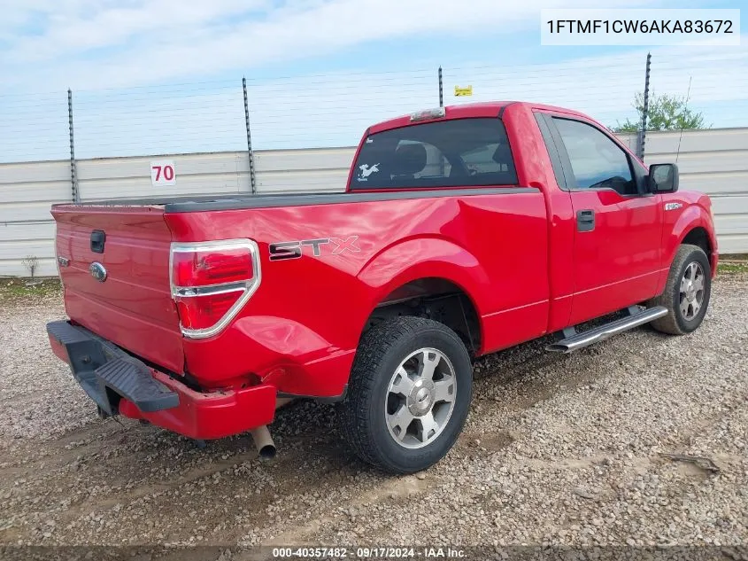 2010 Ford F150 VIN: 1FTMF1CW6AKA83672 Lot: 40357482