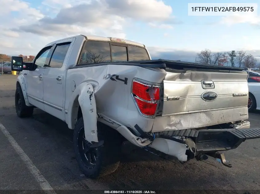 1FTFW1EV2AFB49575 2010 Ford F-150 Fx4/Harley-Davidson/King Ranch/Lariat/Platinum/Xl/Xlt