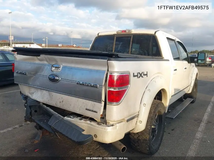1FTFW1EV2AFB49575 2010 Ford F-150 Fx4/Harley-Davidson/King Ranch/Lariat/Platinum/Xl/Xlt