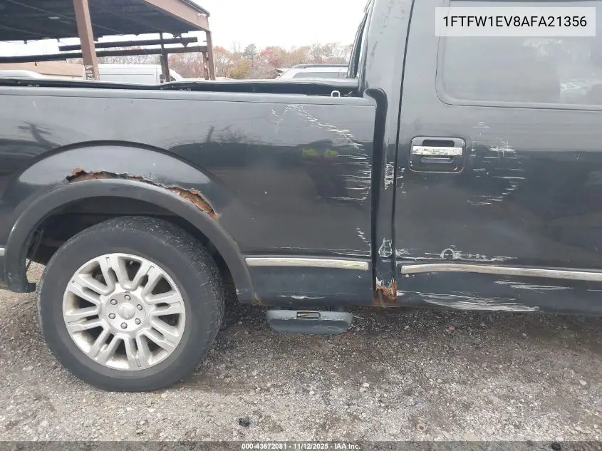 1FTFW1EV8AFA21356 2010 Ford F-150 Fx4/Harley-Davidson/King Ranch/Lariat/Platinum/Xl/Xlt