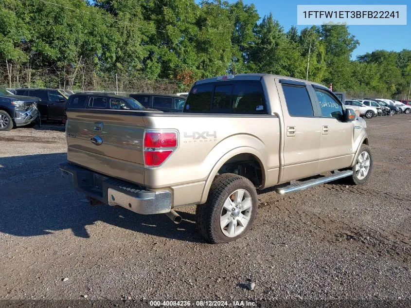 1FTFW1ET3BFB22241 2011 Ford F-150 Lariat