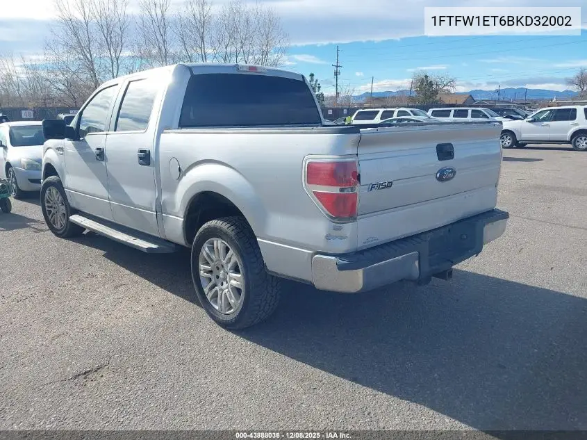 1FTFW1ET6BKD32002 2011 Ford F-150 Xlt