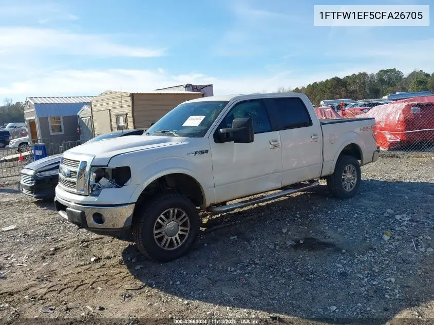 1FTFW1EF5CFA26705 2012 Ford F-150 Lariat