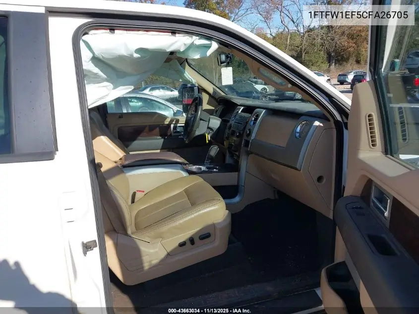 1FTFW1EF5CFA26705 2012 Ford F-150 Lariat