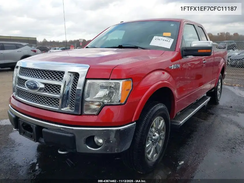 1FTFX1EF7CFC11187 2012 Ford F-150 Lariat