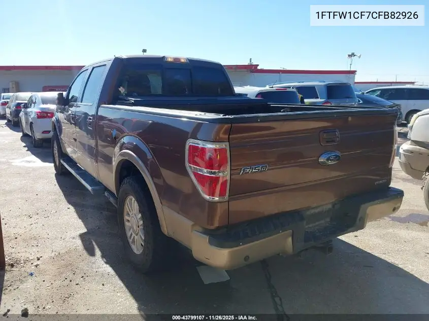 1FTFW1CF7CFB82926 2012 Ford F-150 Lariat