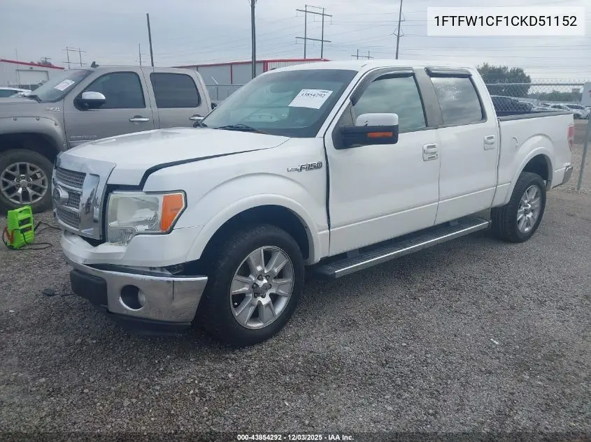 1FTFW1CF1CKD51152 2012 Ford F-150 Lariat