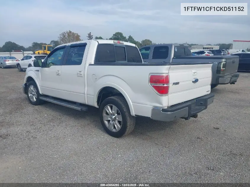 1FTFW1CF1CKD51152 2012 Ford F-150 Lariat