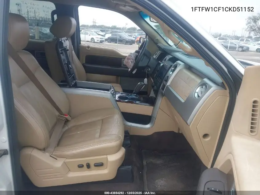 1FTFW1CF1CKD51152 2012 Ford F-150 Lariat