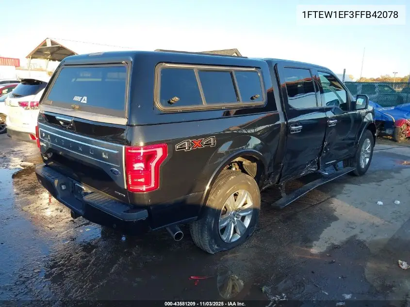 1FTEW1EF3FFB42078 2015 Ford F-150 Platinum
