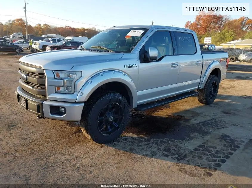 1FTEW1EG9FFA51146 2015 Ford F-150 Lariat