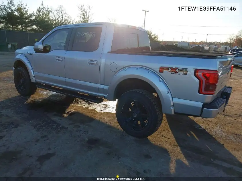 1FTEW1EG9FFA51146 2015 Ford F-150 Lariat