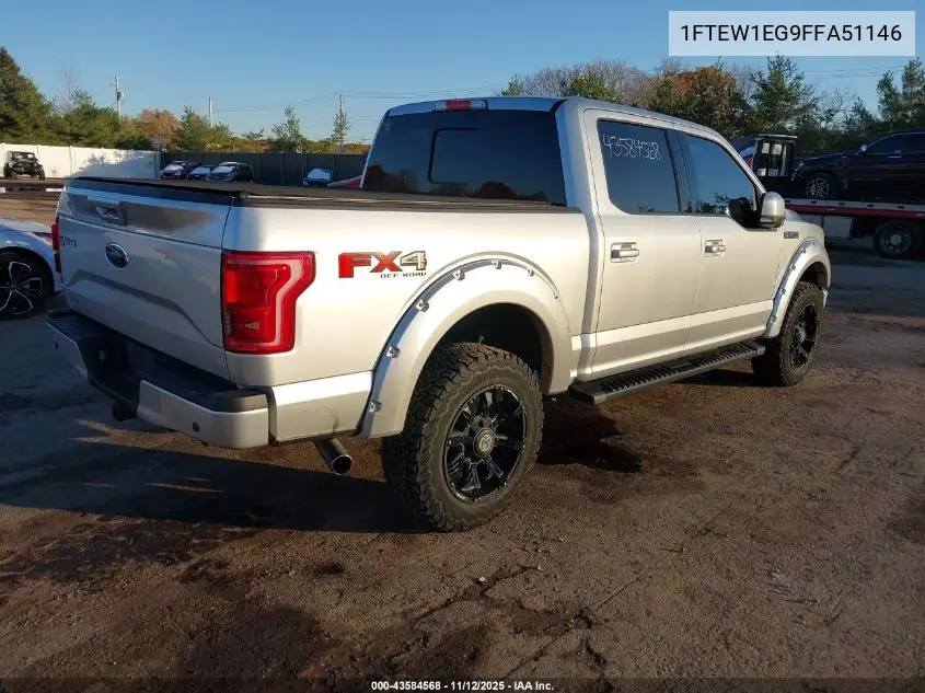 1FTEW1EG9FFA51146 2015 Ford F-150 Lariat