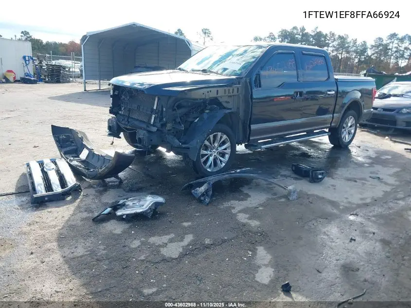 1FTEW1EF8FFA66924 2015 Ford F-150 Lariat