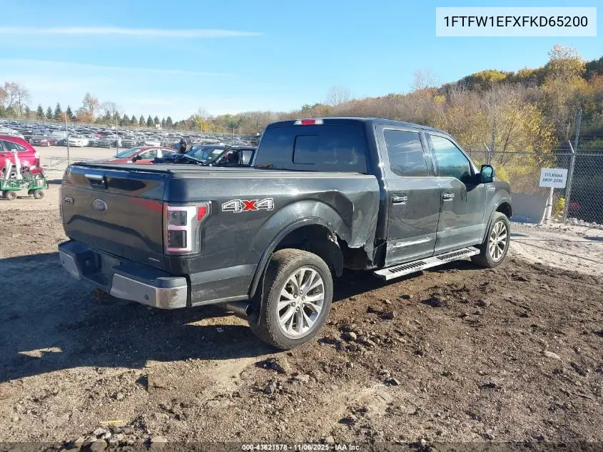 1FTFW1EFXFKD65200 2015 Ford F-150 Lariat