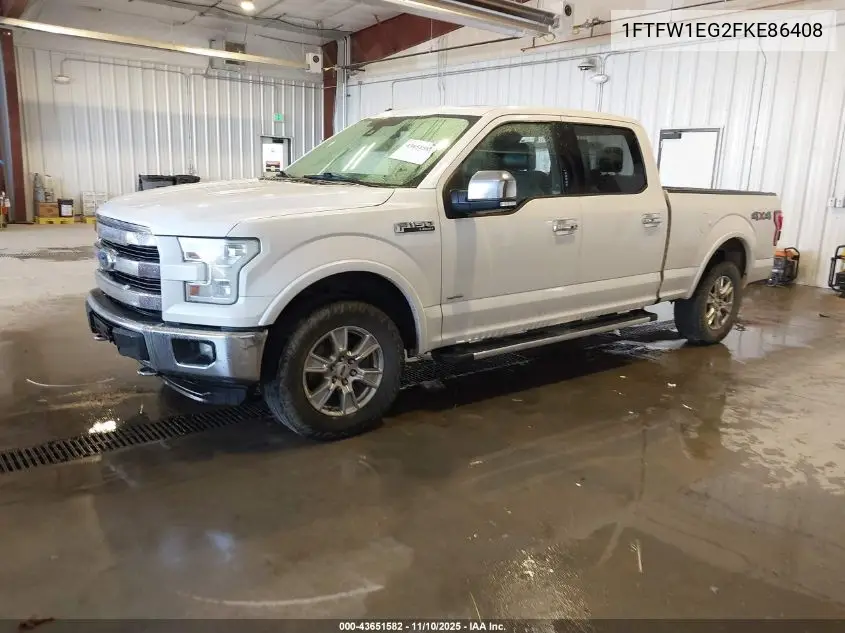 1FTFW1EG2FKE86408 2015 Ford F-150 Lariat