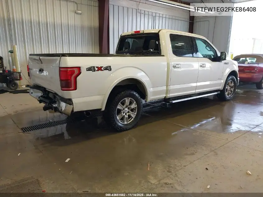 1FTFW1EG2FKE86408 2015 Ford F-150 Lariat