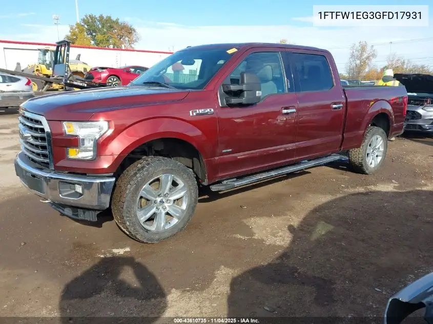 1FTFW1EG3GFD17931 2016 Ford F-150 Xlt