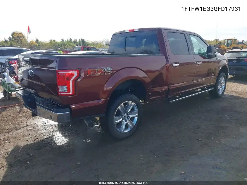 1FTFW1EG3GFD17931 2016 Ford F-150 Xlt
