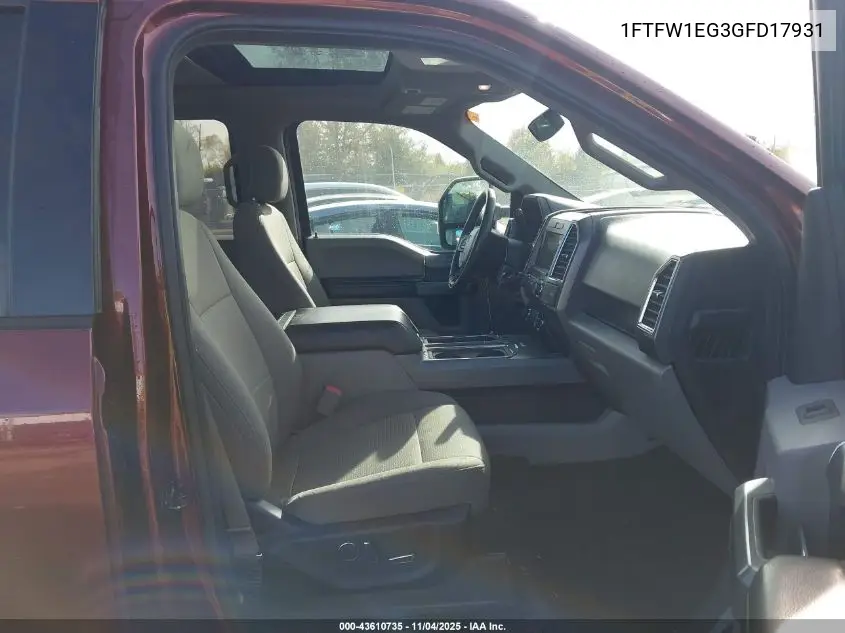 1FTFW1EG3GFD17931 2016 Ford F-150 Xlt