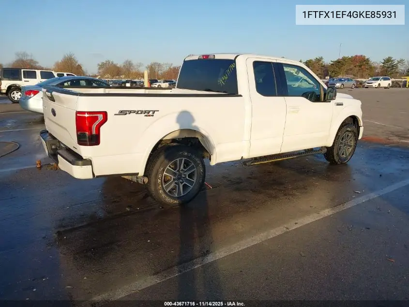 1FTFX1EF4GKE85931 2016 Ford F-150 Xlt