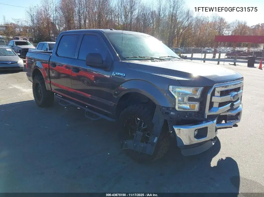 1FTEW1EF0GFC31575 2016 Ford F-150 Xlt