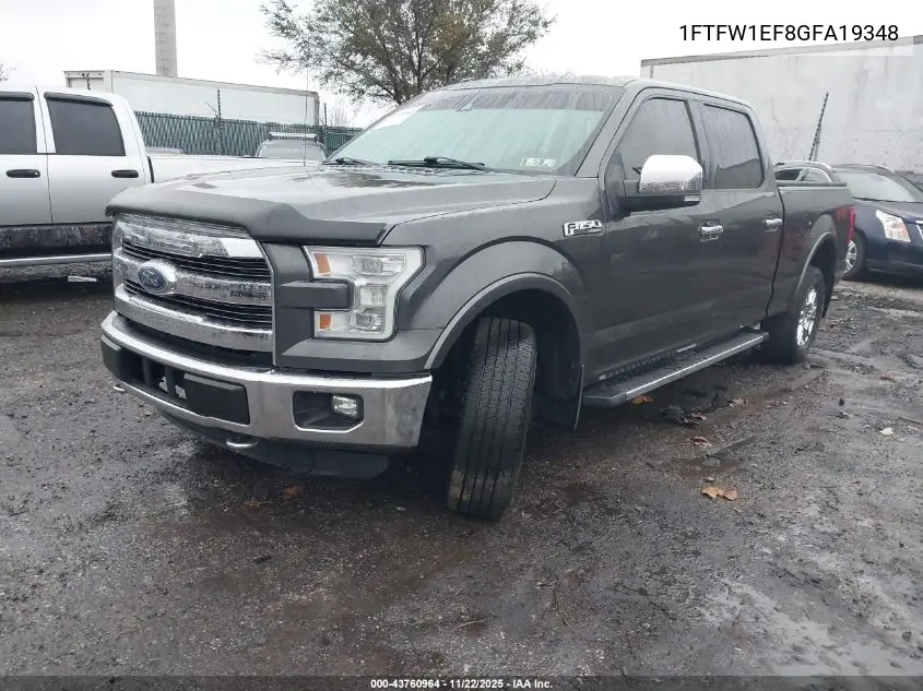 1FTFW1EF8GFA19348 2016 Ford F-150 Lariat