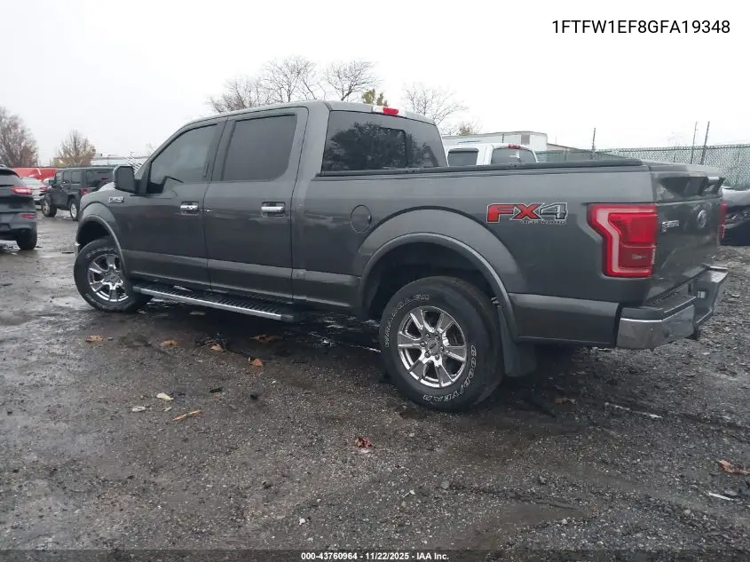 1FTFW1EF8GFA19348 2016 Ford F-150 Lariat
