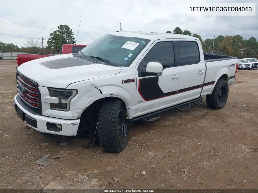 1FTFW1EG3GFD04063 2016 Ford F-150 Lariat