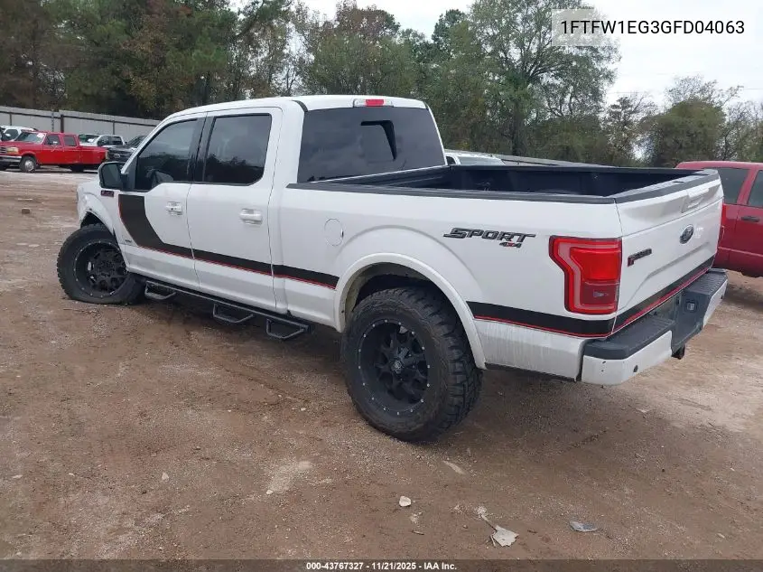 1FTFW1EG3GFD04063 2016 Ford F-150 Lariat