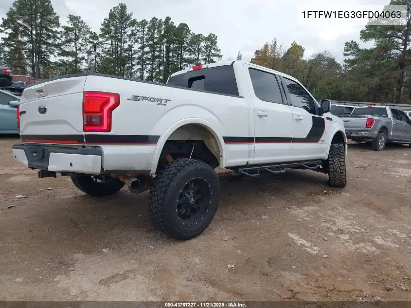 1FTFW1EG3GFD04063 2016 Ford F-150 Lariat