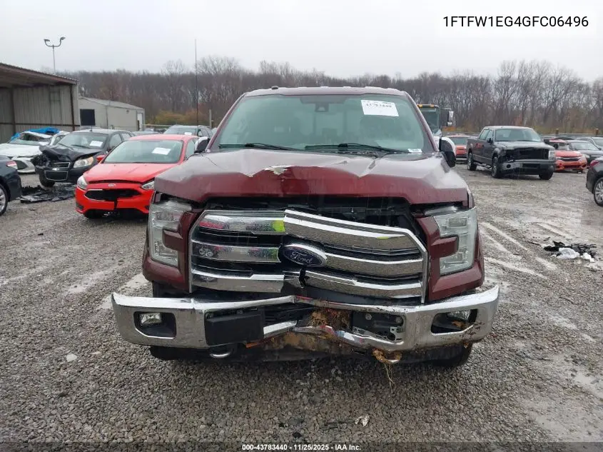 1FTFW1EG4GFC06496 2016 Ford F-150 Lariat