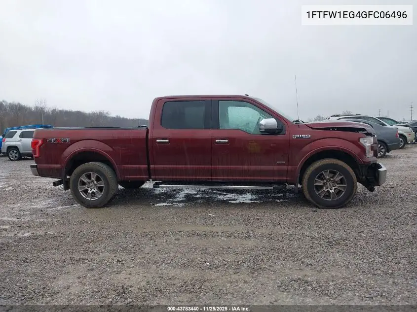 1FTFW1EG4GFC06496 2016 Ford F-150 Lariat