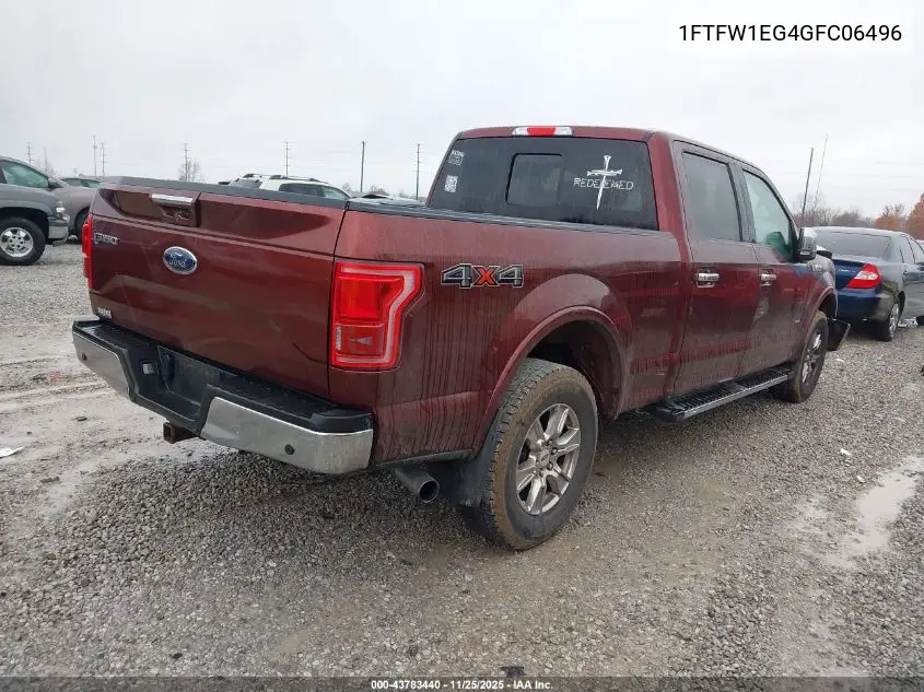 1FTFW1EG4GFC06496 2016 Ford F-150 Lariat