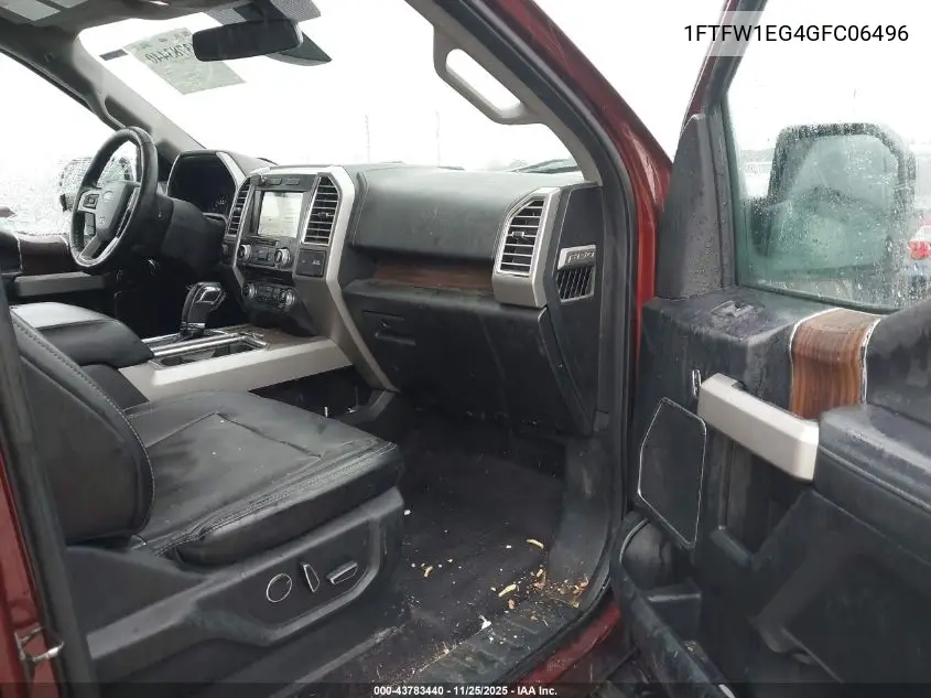 1FTFW1EG4GFC06496 2016 Ford F-150 Lariat