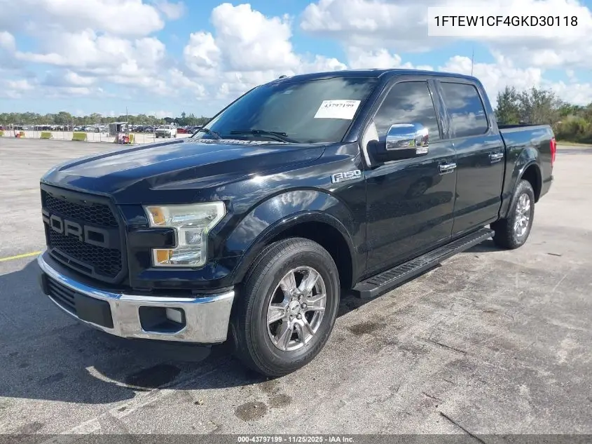 1FTEW1CF4GKD30118 2016 Ford F-150 Lariat