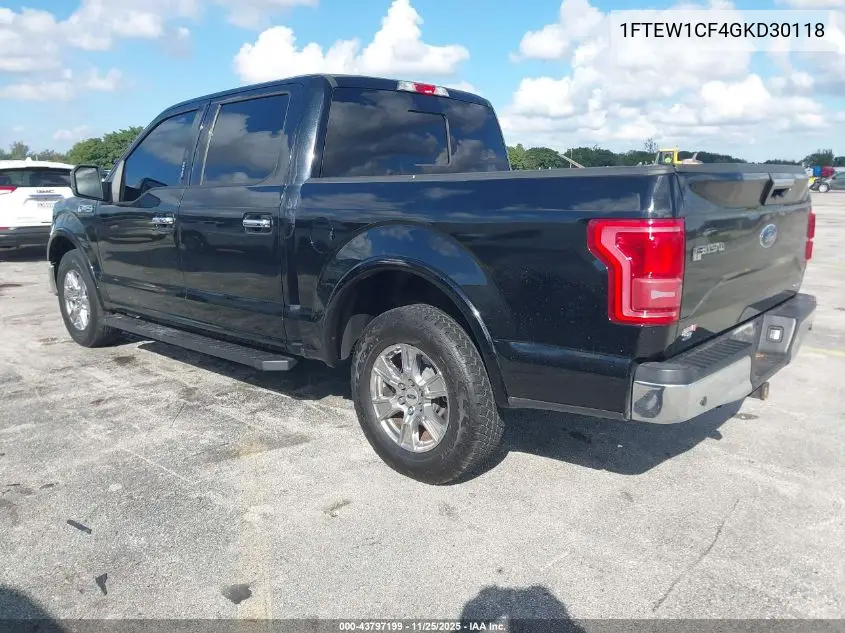 1FTEW1CF4GKD30118 2016 Ford F-150 Lariat