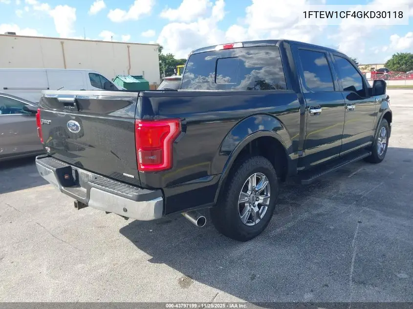 1FTEW1CF4GKD30118 2016 Ford F-150 Lariat