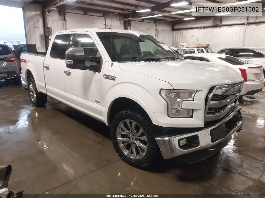 1FTFW1EG0GFC51502 2016 Ford F-150 Lariat
