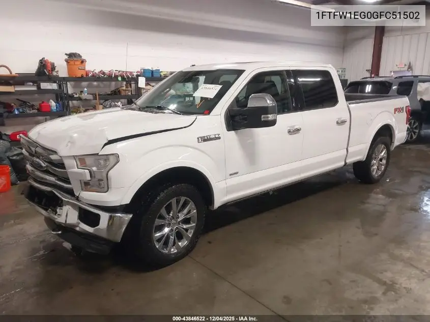 1FTFW1EG0GFC51502 2016 Ford F-150 Lariat