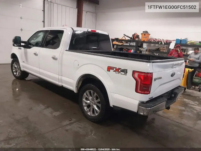 1FTFW1EG0GFC51502 2016 Ford F-150 Lariat