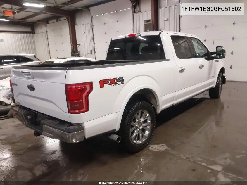 1FTFW1EG0GFC51502 2016 Ford F-150 Lariat