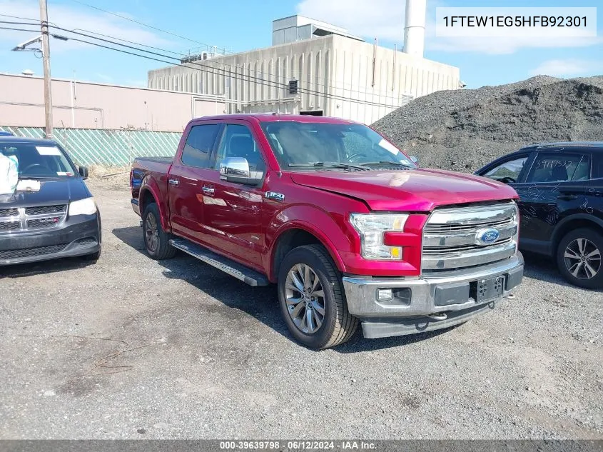 1FTEW1EG5HFB92301 2017 Ford F-150 Lariat