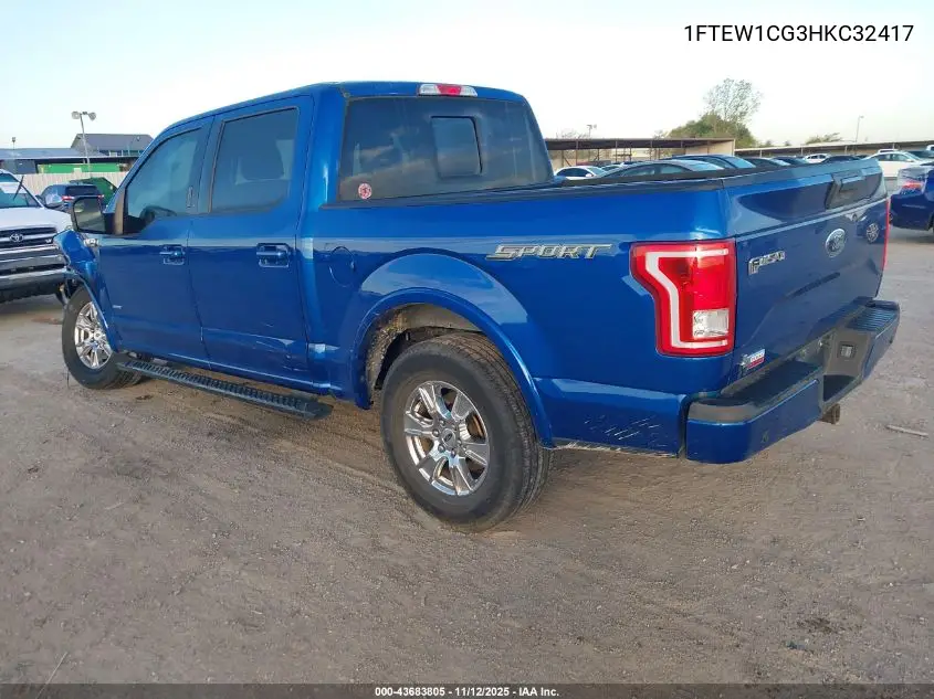 1FTEW1CG3HKC32417 2017 Ford F-150 Xlt