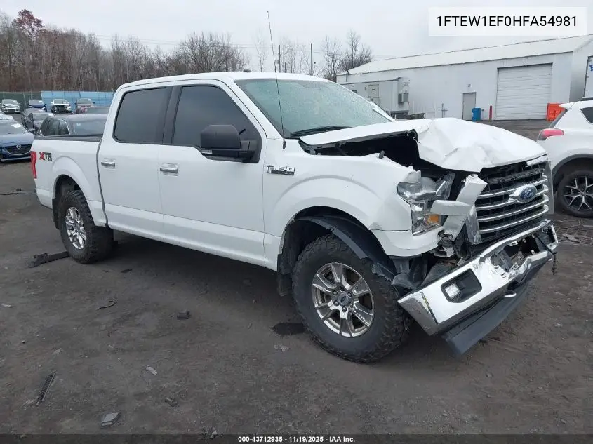 1FTEW1EF0HFA54981 2017 Ford F-150 Xlt
