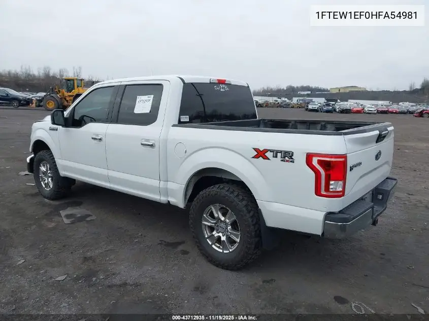 1FTEW1EF0HFA54981 2017 Ford F-150 Xlt