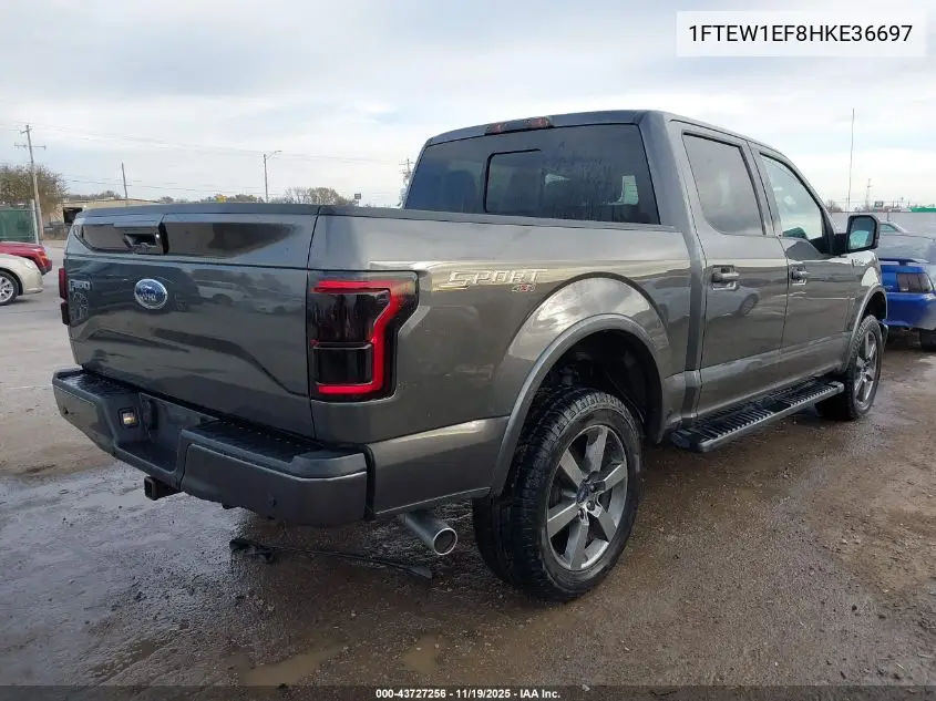 1FTEW1EF8HKE36697 2017 Ford F-150 Lariat