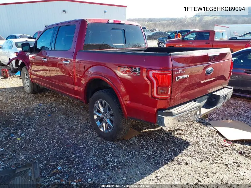 1FTEW1EG8HKC89094 2017 Ford F-150 Lariat
