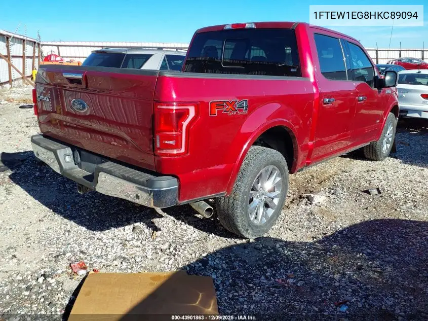 1FTEW1EG8HKC89094 2017 Ford F-150 Lariat