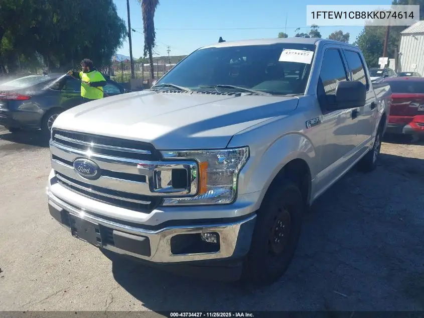 1FTEW1CB8KKD74614 2019 Ford F-150 Xlt